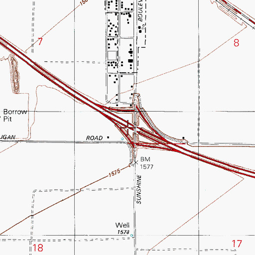 Topographic Map of Sunshine Boulevard Interchange, AZ