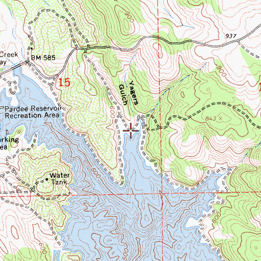 Topographic Map of Yagers Gulch, CA