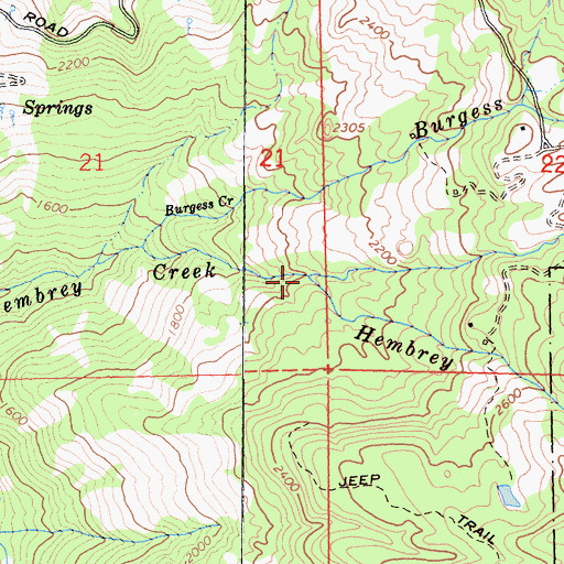 Topographic Map of Yew Wood Creek, CA
