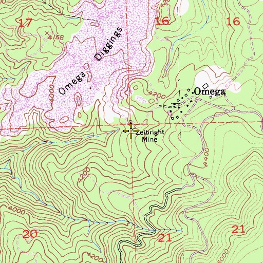 Topographic Map of Zeibright Mine, CA