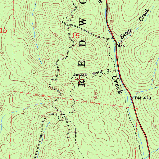 Topographic Map of Zigzag Trail Two, CA