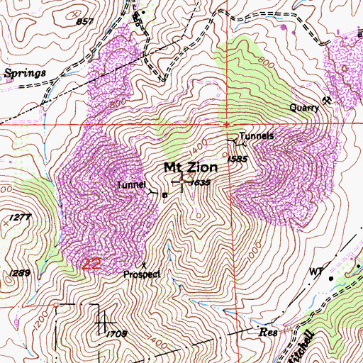 Topographic Map of Mount Zion, CA