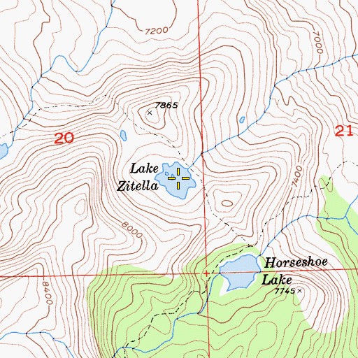 Topographic Map of Lake Zitella, CA