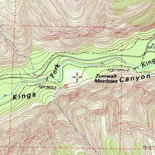 Topographic Map of Zumwalt Meadows, CA