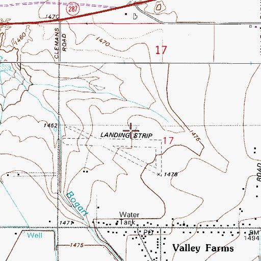 Topographic Map of Valley Farms Airport, AZ