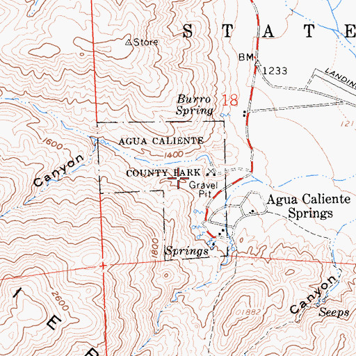 Topographic Map of Agua Caliente County Park, CA