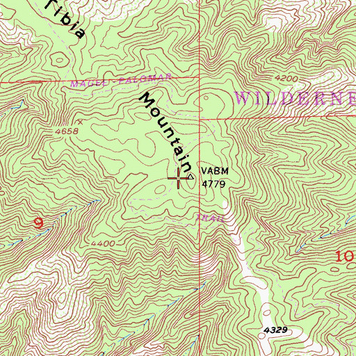 Topographic Map of Agua Tibia Mountain, CA