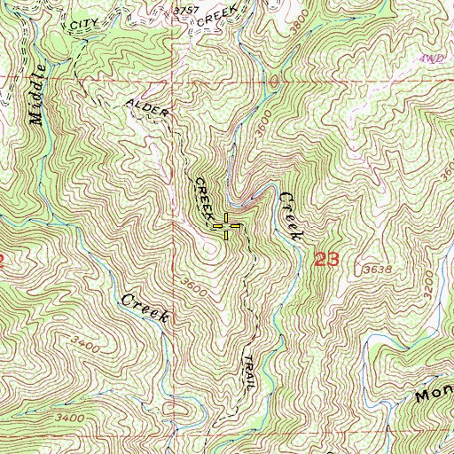 Topographic Map of Alder Creek Trail, CA