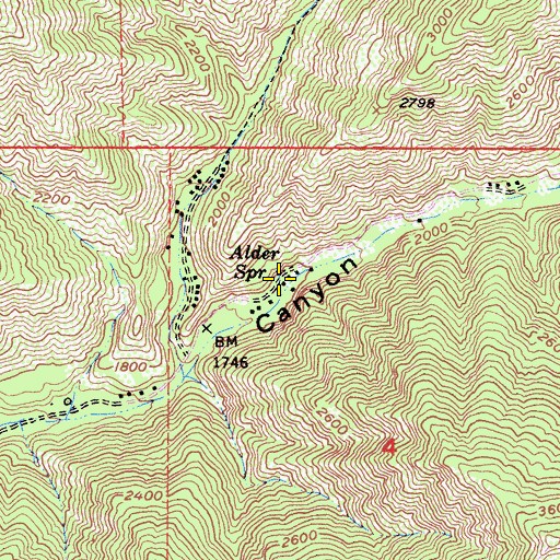 Topographic Map of Alder Spring, CA
