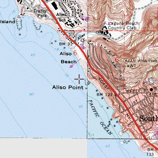 Topographic Map of Aliso Point, CA