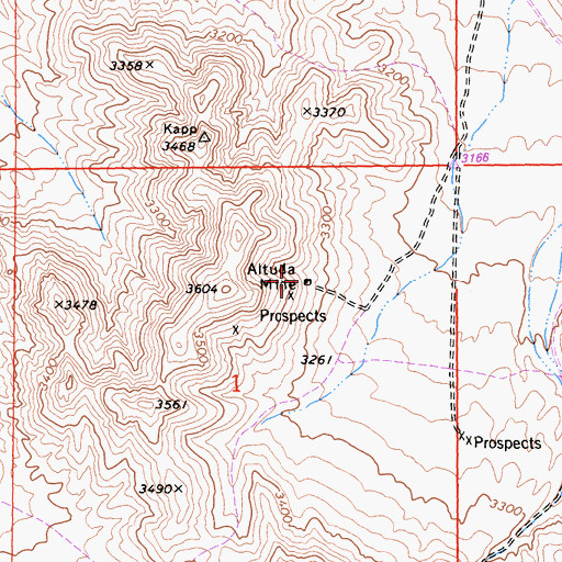 Topographic Map of Altuda Mine, CA