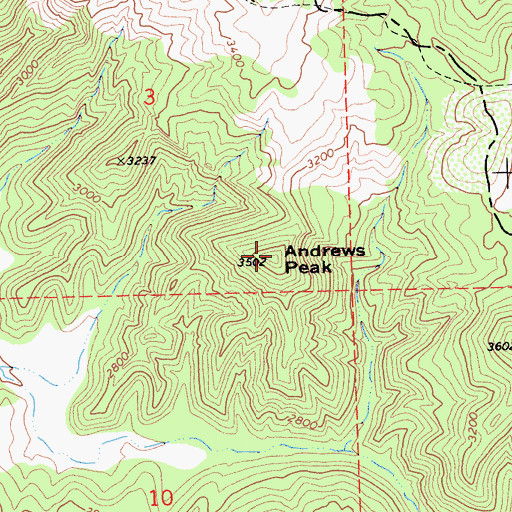 Topographic Map of Andrews Peak, CA