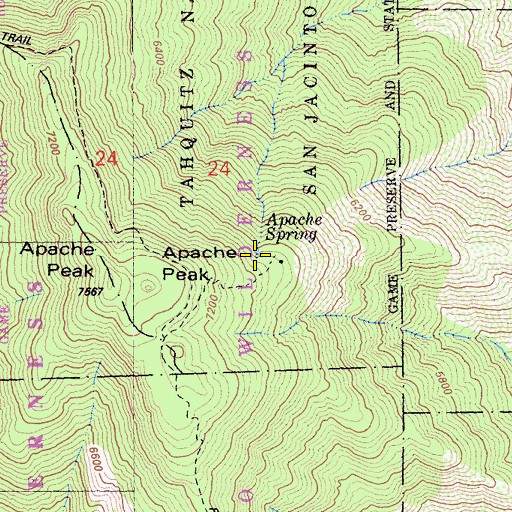 Topographic Map of Apache Spring, CA