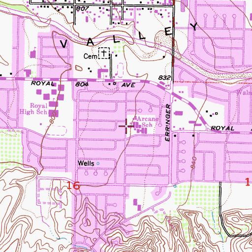 Topographic Map of Arcane School, CA