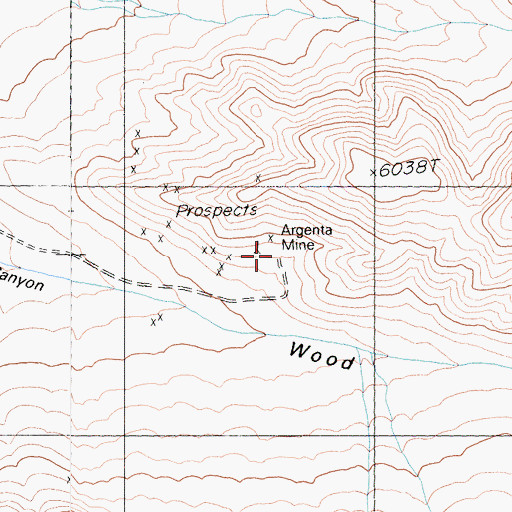 Topographic Map of Argenta Mine, CA