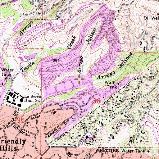 Topographic Map of Arroyo Jalisco, CA