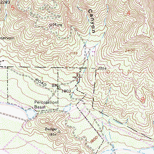 Topographic Map of Badger Canyon, CA