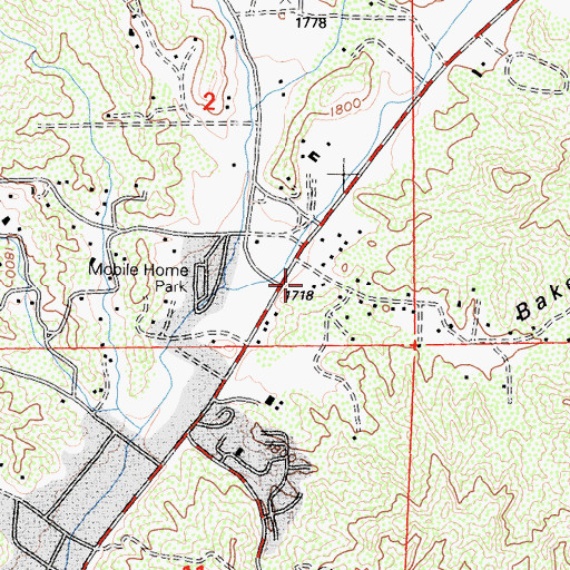 Topographic Map of Baker Canyon, CA