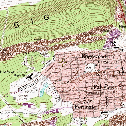 Topographic Map of Edgewood Census Designated Place, PA