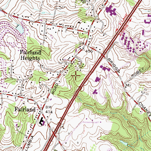 Topographic Map of Fairland Census Designated Place, MD