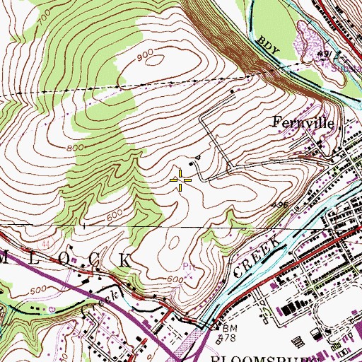 Topographic Map of Fernville Census Designated Place, PA