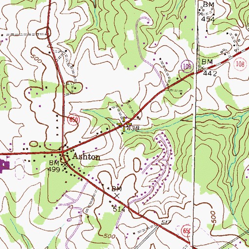 Topographic Map of Ashton-Sandy Spring Census Designated Place, MD