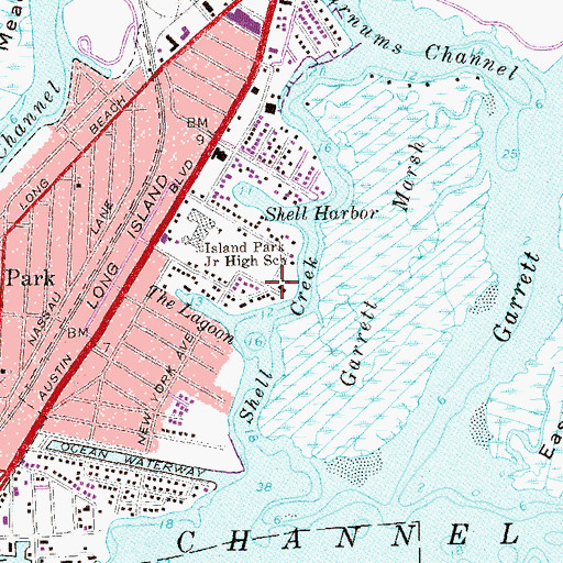 Topographic Map of Barnum Island Census Designated Place, NY