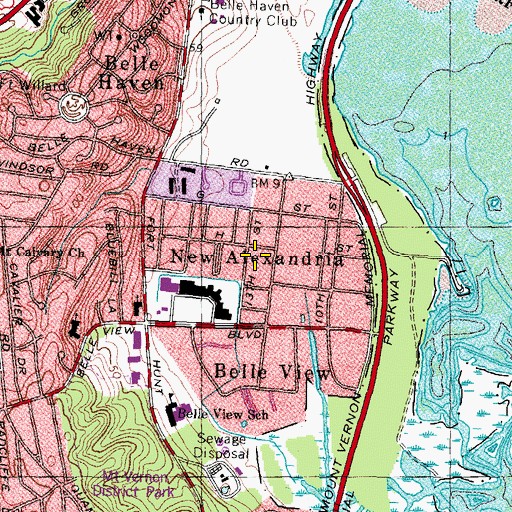 Topographic Map of Belle Haven Census Designated Place, VA