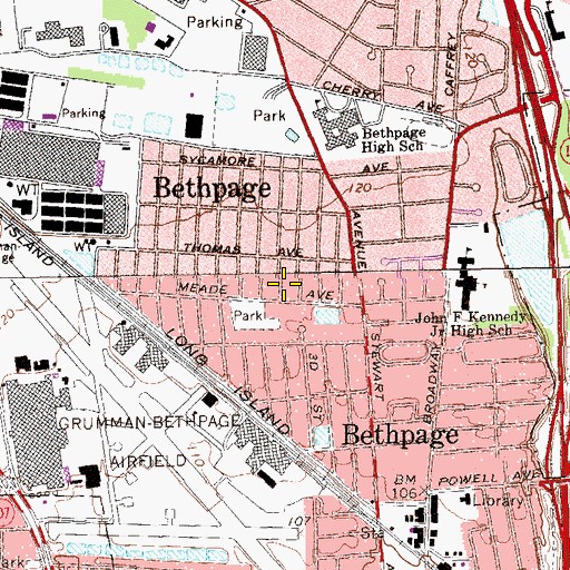 Topographic Map of Bethpage Census Designated Place, NY