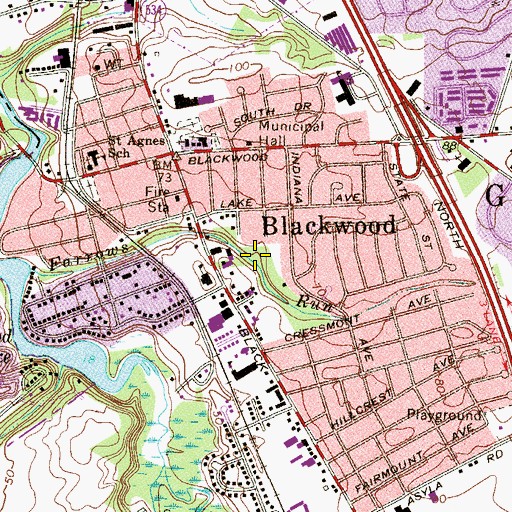 Topographic Map of Blackwood Census Designated Place, NJ