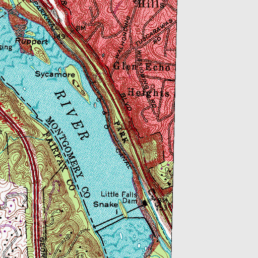 Topographic Map of Brookmont Census Designated Place, MD