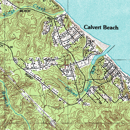 Topographic Map of Calvert Beach-Long Beach Census Designated Place (historical), MD