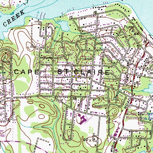 Topographic Map of Cape Saint Claire Census Designated Place, MD