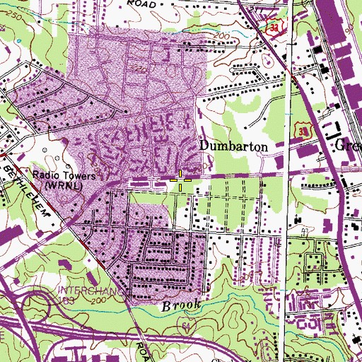 Topographic Map of Dumbarton Census Designated Place, VA
