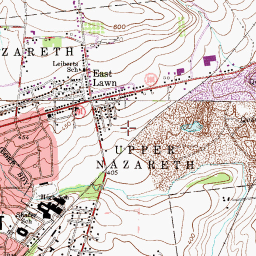 Topographic Map of Eastlawn Gardens Census Designated Place, PA