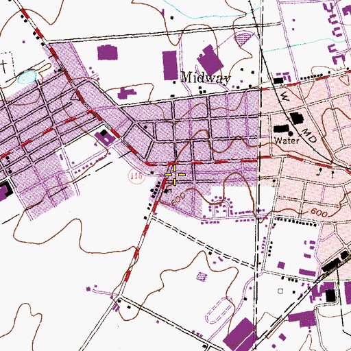 Topographic Map of Midway Census Designated Place, PA