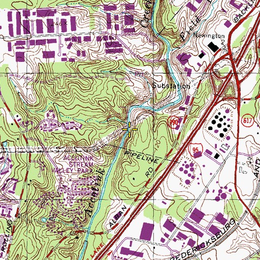 Topographic Map of Newington Census Designated Place, VA