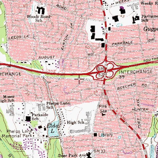 Topographic Map of North Babylon Census Designated Place, NY