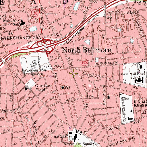 Topographic Map of North Bellmore Census Designated Place, NY