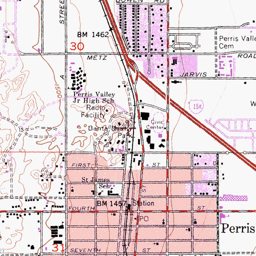 Topographic Map of Banta Beatty Park, CA