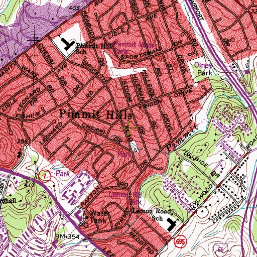 Topographic Map of Pimmit Hills Census Designated Place, VA