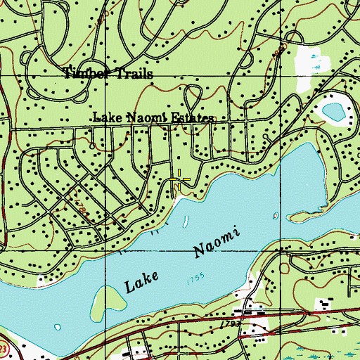 Topographic Map of Pocono Pines Census Designated Place, PA