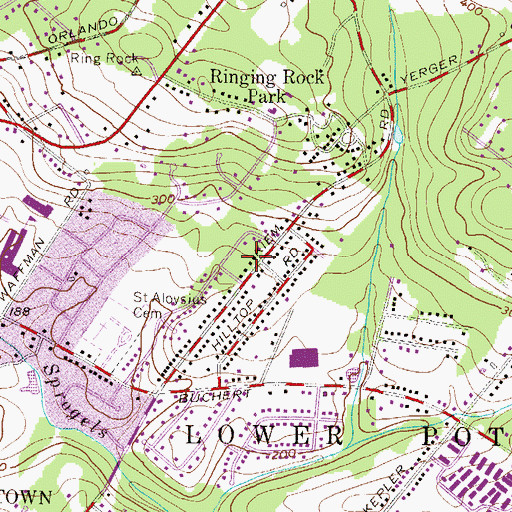 Topographic Map of Pottsgrove Census Designated Place, PA