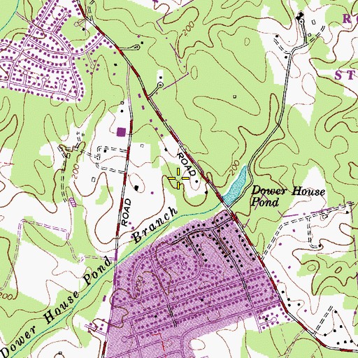Topographic Map of Rosaryville Census Designated Place, MD