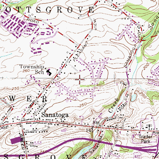 Topographic Map of Sanatoga Census Designated Place, PA