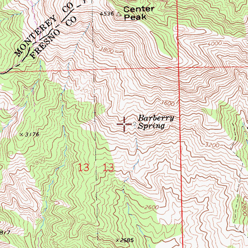 Topographic Map of Barberry Spring, CA