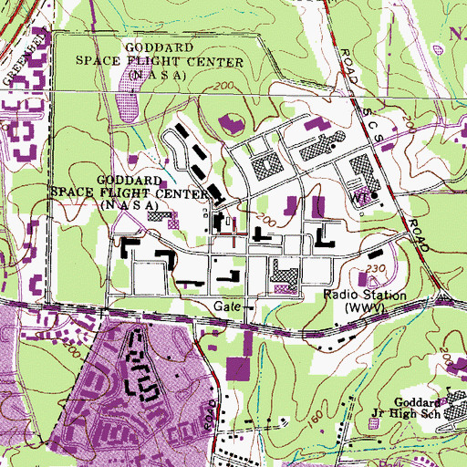 Topographic Map of Goddard Census Designated Place, MD