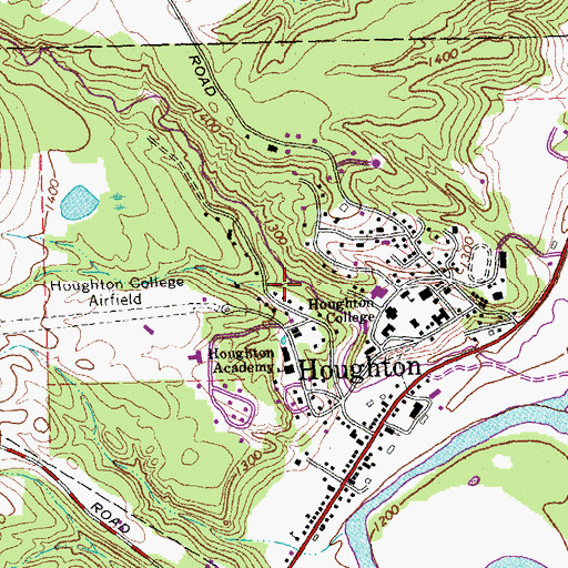 Topographic Map of Houghton Census Designated Place, NY