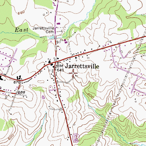 Topographic Map of Jarrettsville Census Designated Place, MD