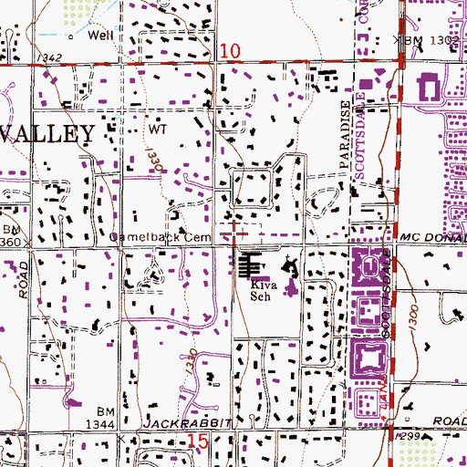 Topographic Map of Camelback Cemetery, AZ